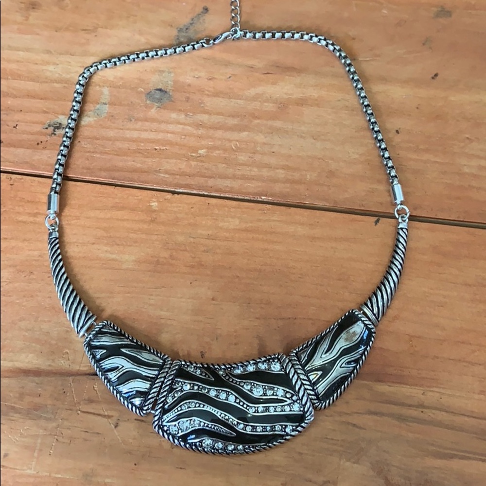 Rhinestone and silver plated statement necklace